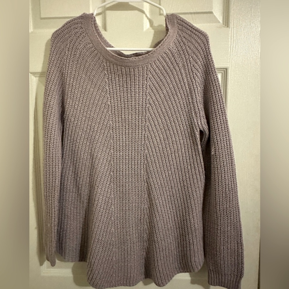 Indigo sweater with a corset tie on the back